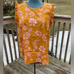 Floral Orange Sleeveless Top